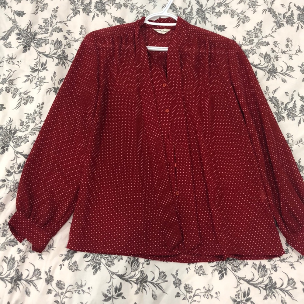 Red polka dot blouse